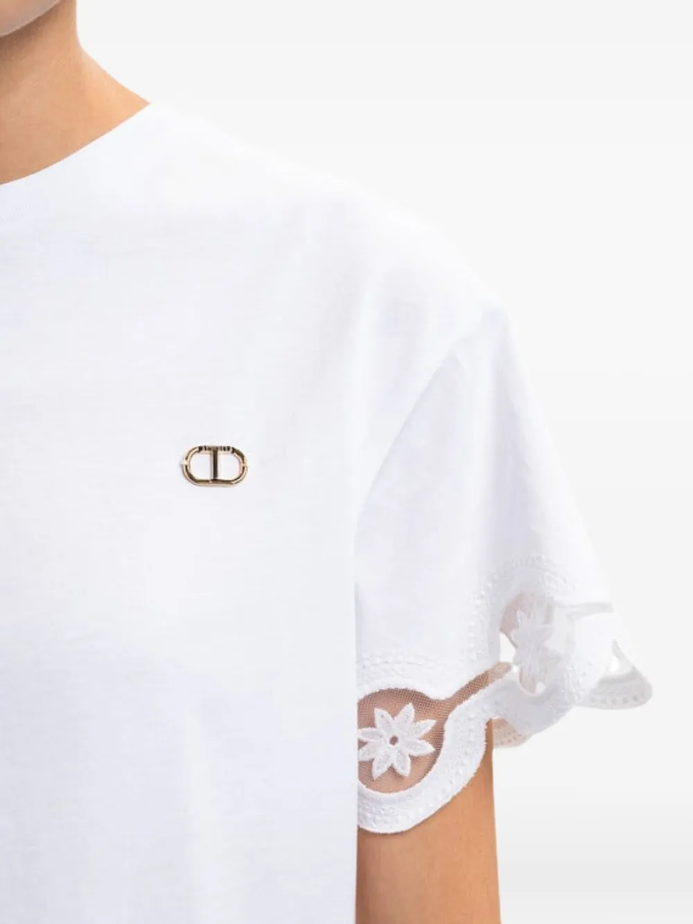 TWINSET Gewelfd T-shirt met applicatie Wit