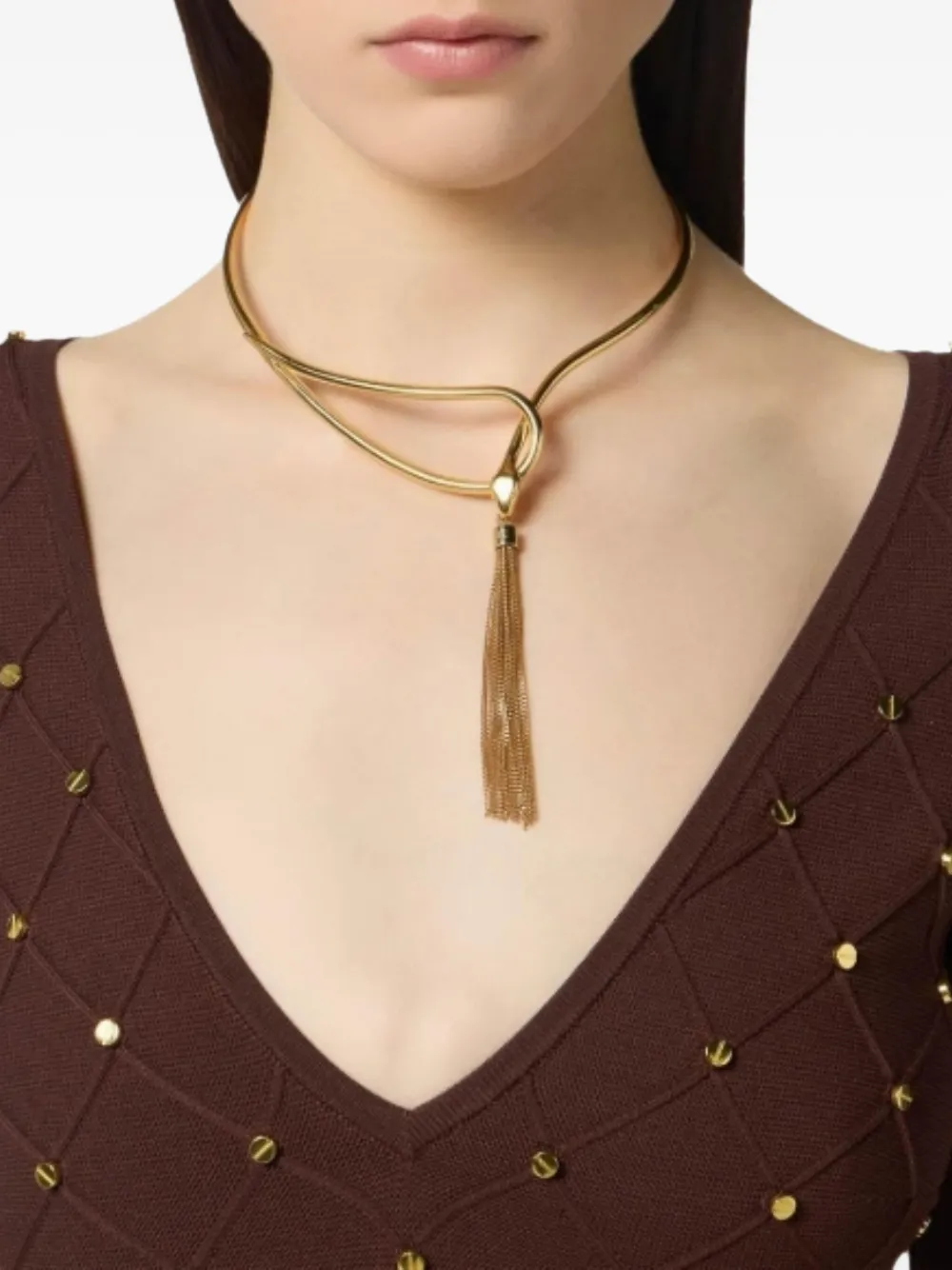 Elisabetta Franchi Halsketting met slangenkwastje - Goud