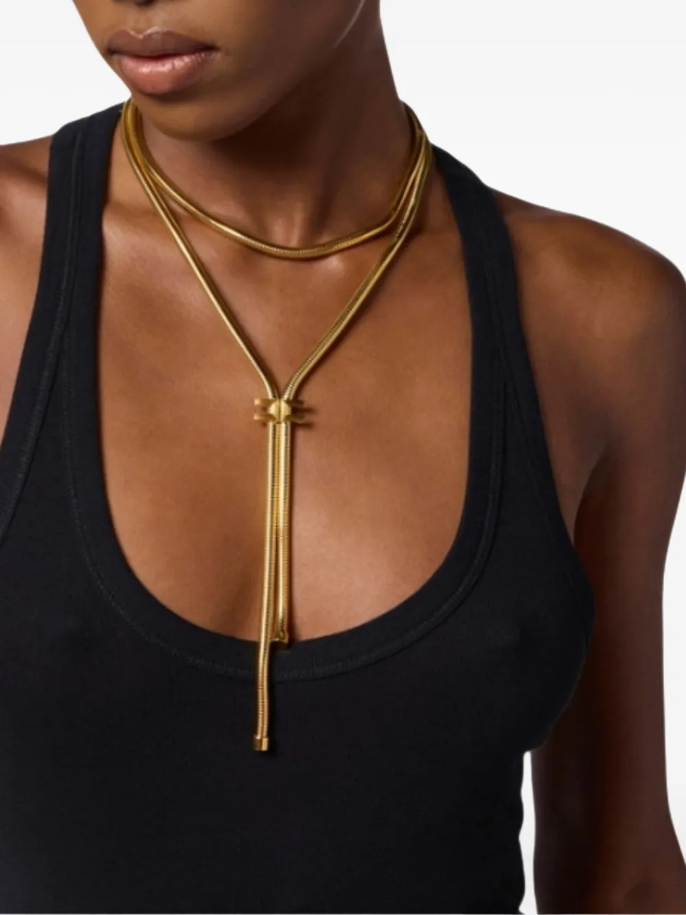 Elisabetta Franchi Chain Pendant Necklace Adjustable Length In Gold