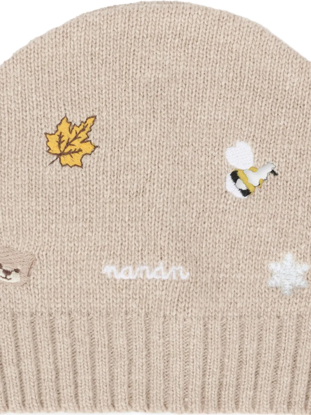 Nanán Embroidered Beanie In Brown
