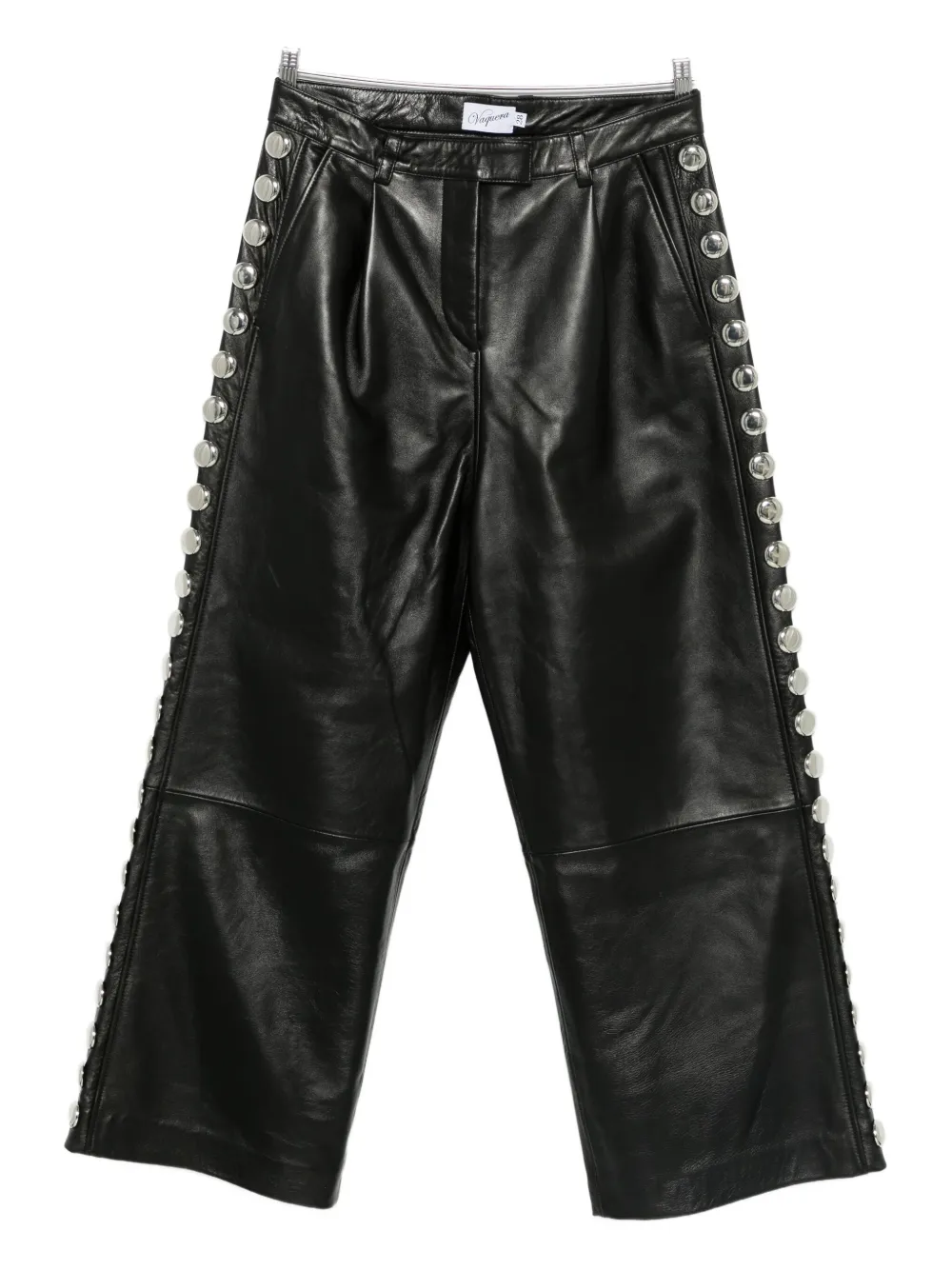 Vaquera Leather Straight-leg Trousers In Black