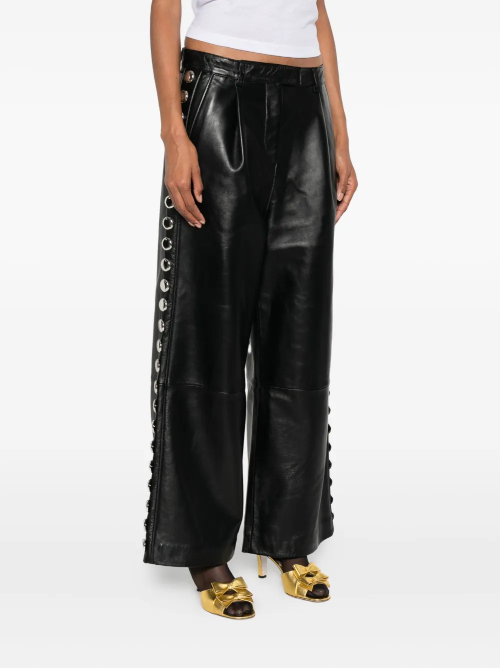 Vaquera Leren broek Zwart