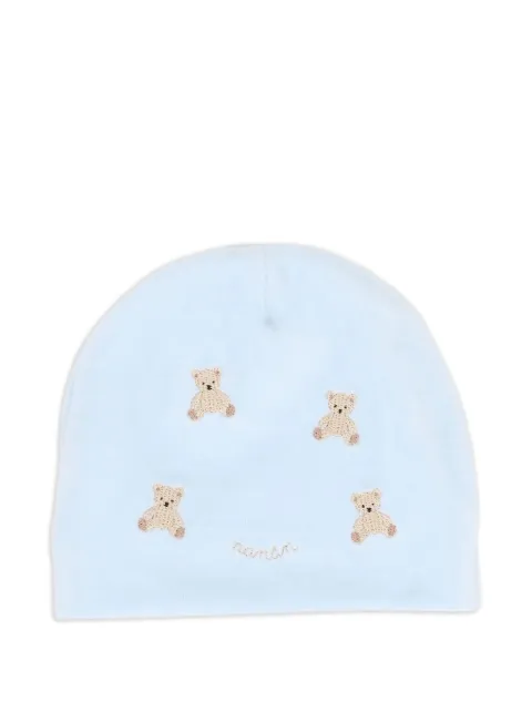 NANAN teddy-embroidered beanie 