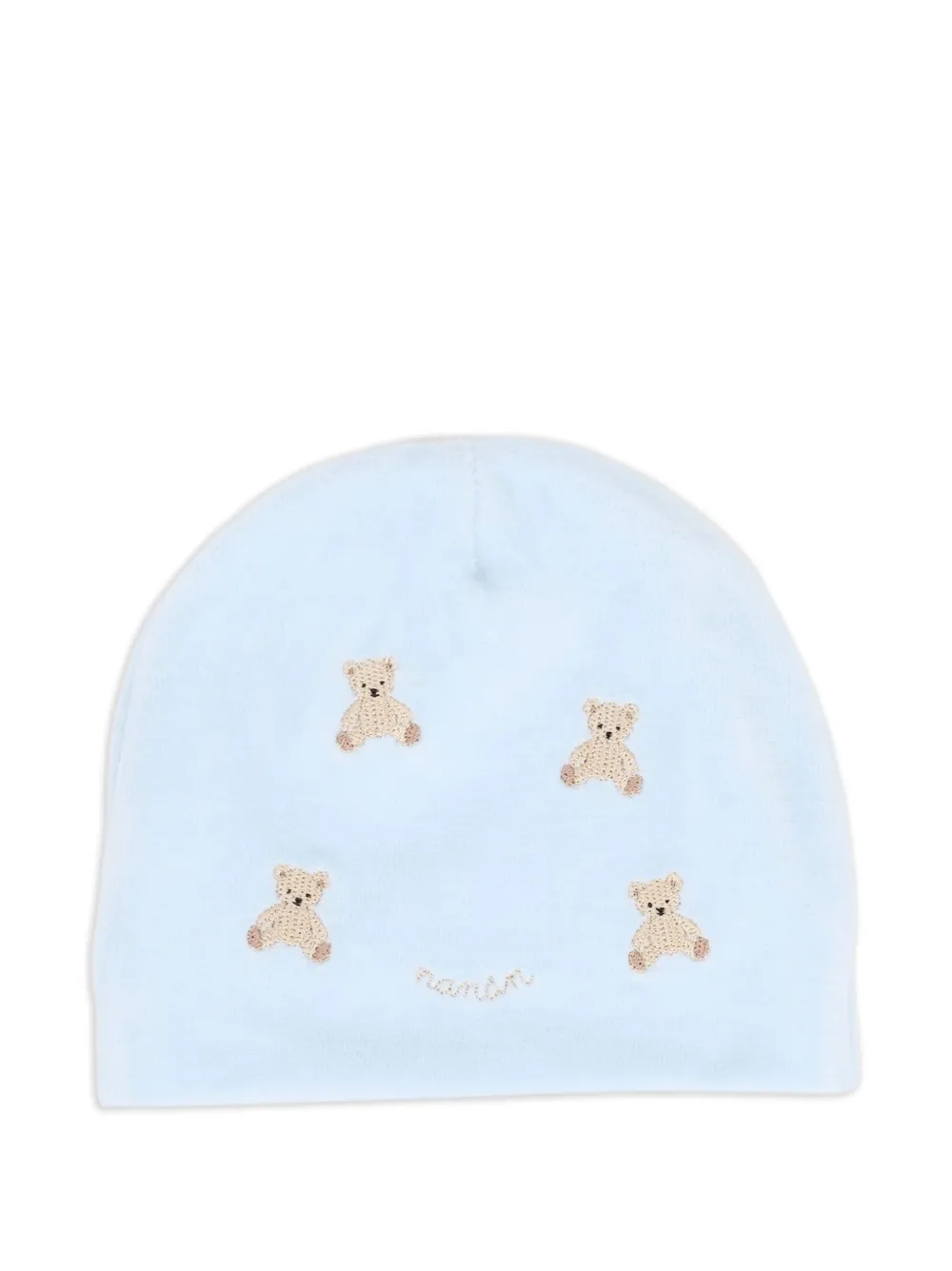 NANAN teddy-embroidered beanie - Blauw