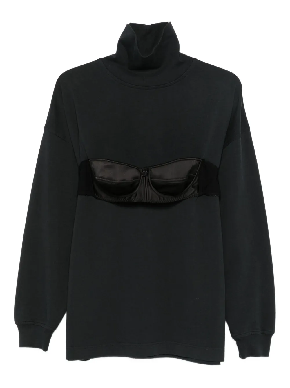 Vaquera Women Balconette Bra Turtleneck T Shirt Knit In Black