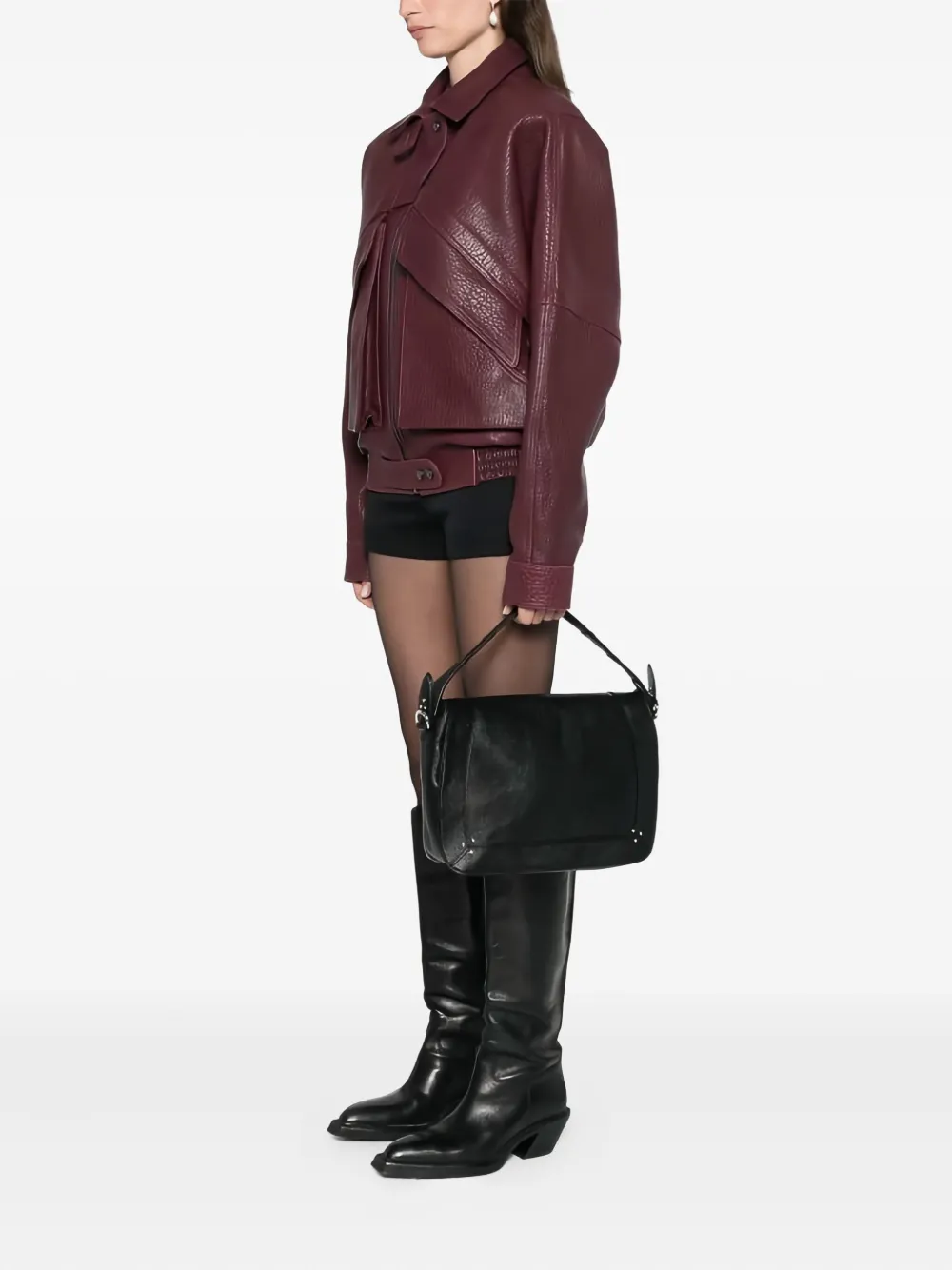 Jérôme Dreyfuss Medium Pepito Stud-detai Leather Shoulder Bag In Black