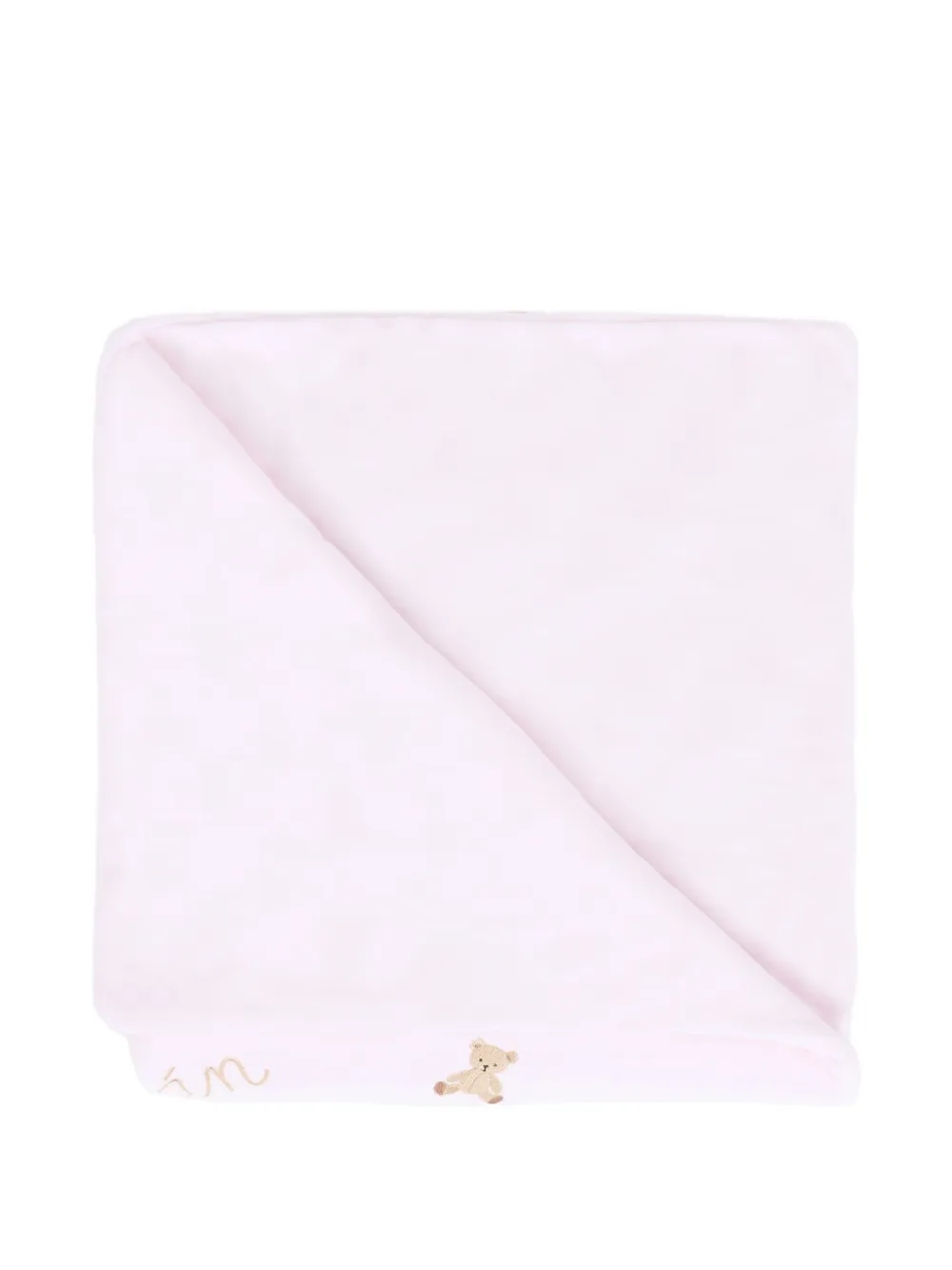 Nanán Embroidered Teddy Bear Blanket In Pink