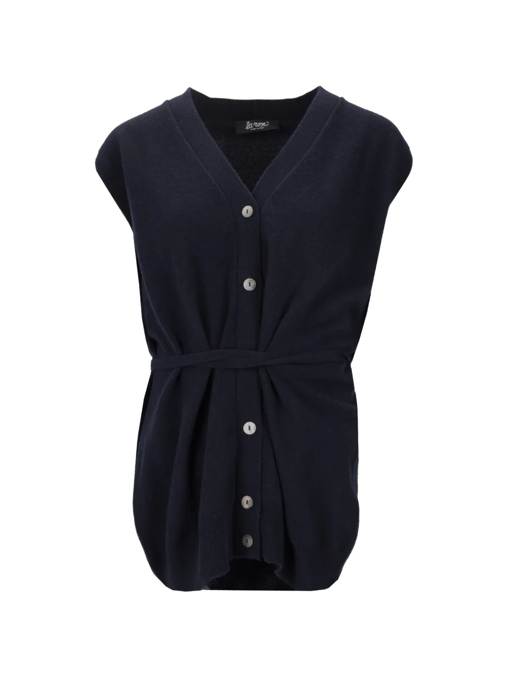LA ROSE belted V-neck waistcoat - Blu