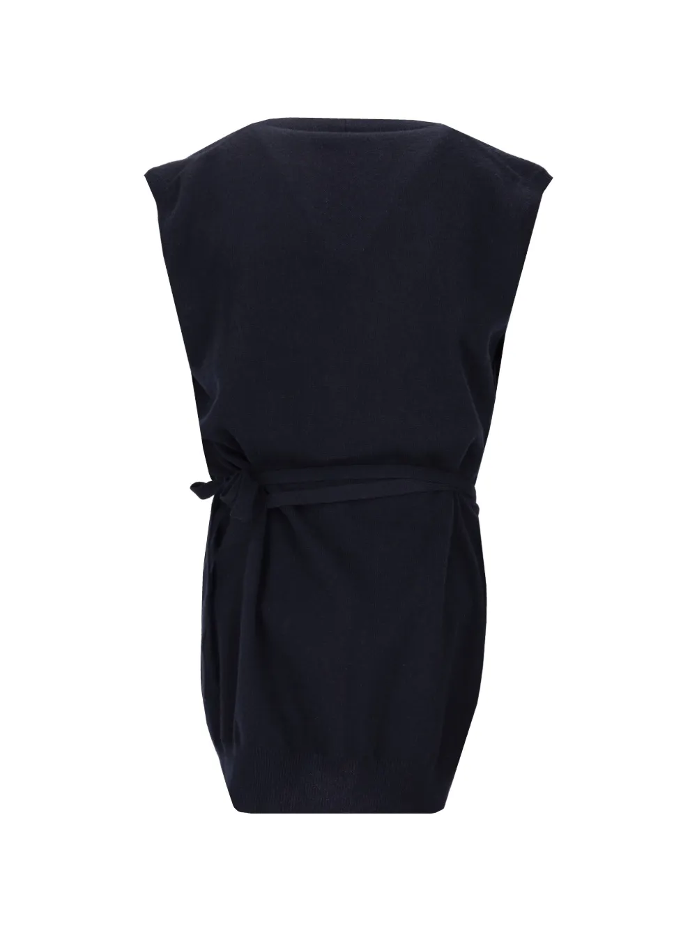 LA ROSE Gilet met ceintuur en V-hals Blauw