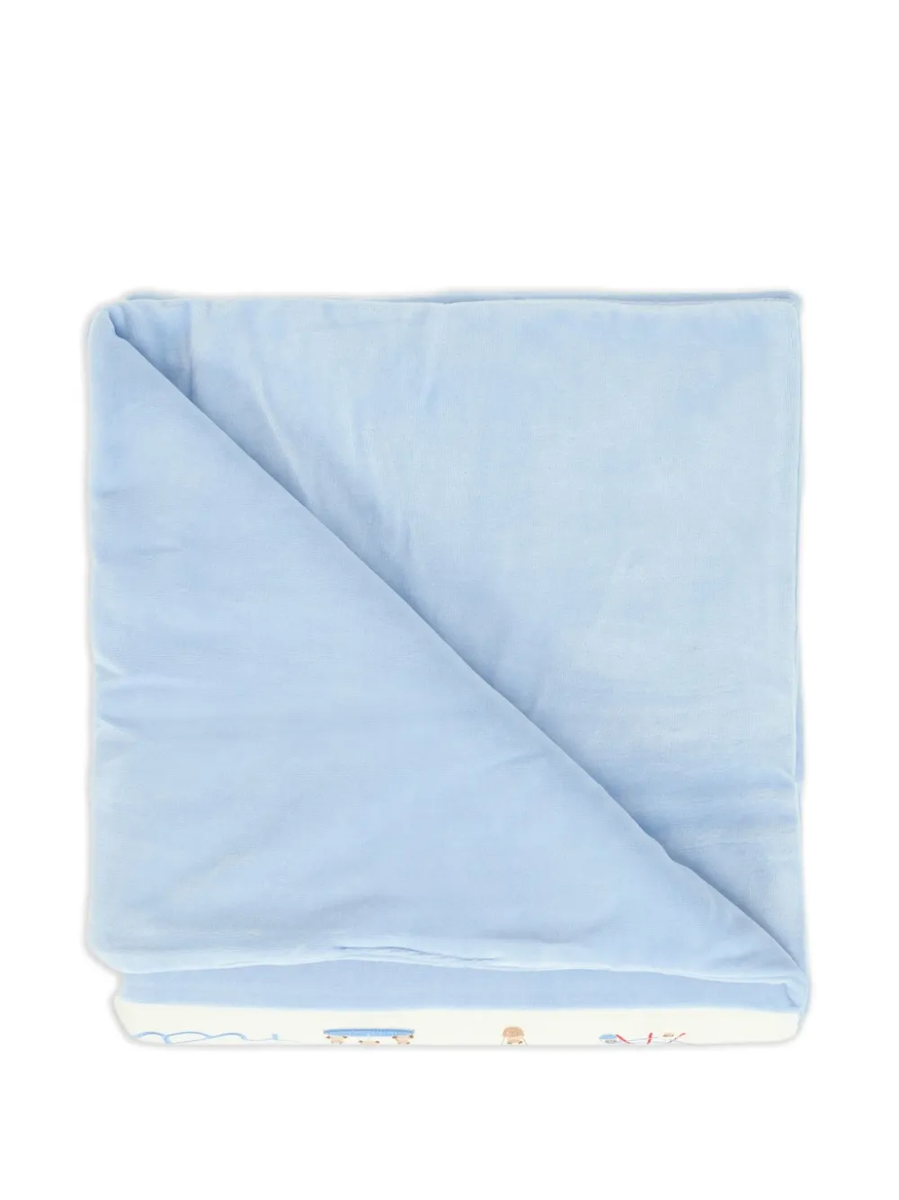 NANAN Deken met borduurwerk en print - Blauw