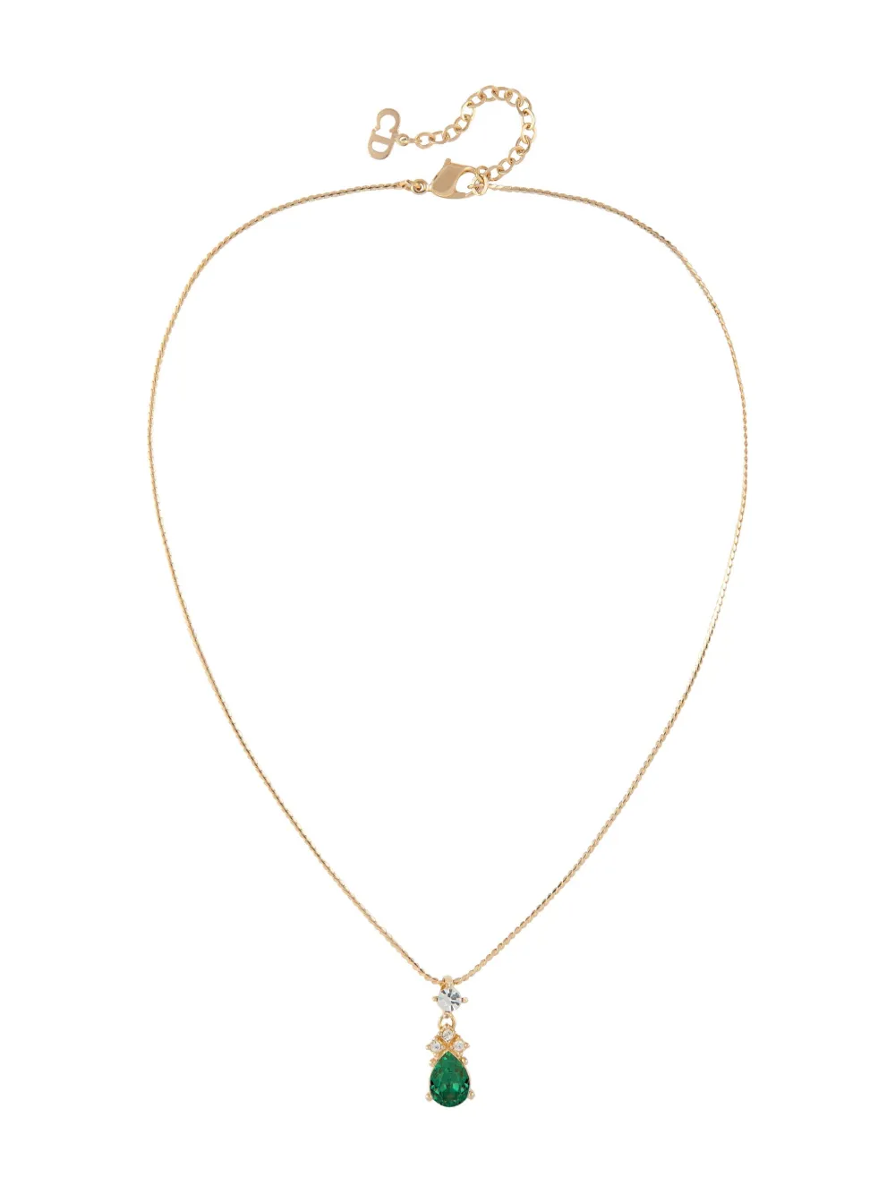 Pre-owned Dior 1980s Edwardian Revival Pear-shaped Stone Necklace In Gold