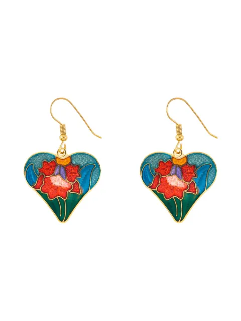 Susan Caplan Vintage 1980s cloisonné heart earrings