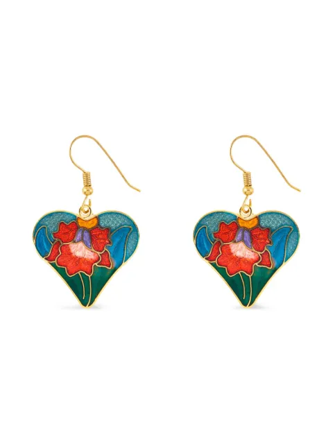 Susan Caplan Vintage 1980s cloisonné heart earrings
