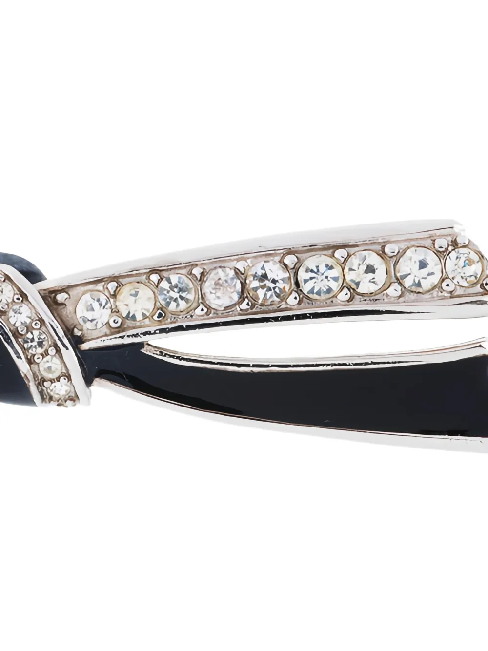 Pre-owned Givenchy 1980s Crystal Bow Brooch In Silver