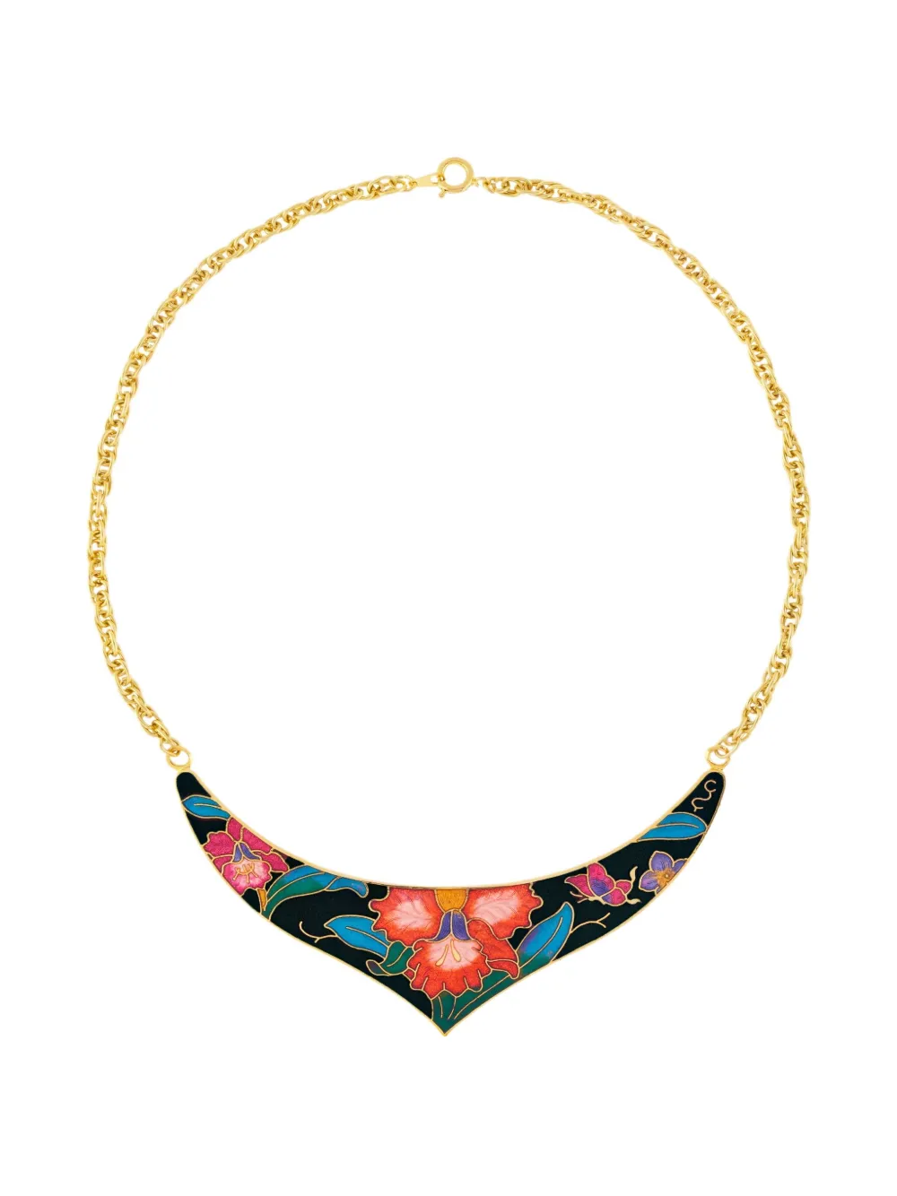 Susan Caplan Vintage 1980s cloisonné floral necklace | Image 1