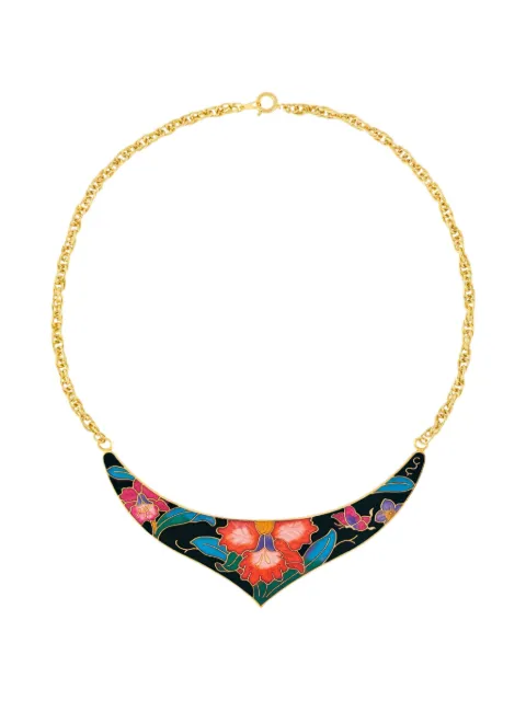 Susan Caplan Vintage 1980s cloisonné floral necklace