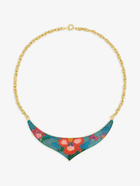 Susan Caplan Vintage 1980s Cloisonné halsketting met bloemen