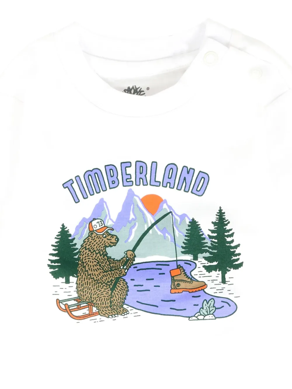 Timberland Kids T-shirt met beerprint en lange mouwen Wit