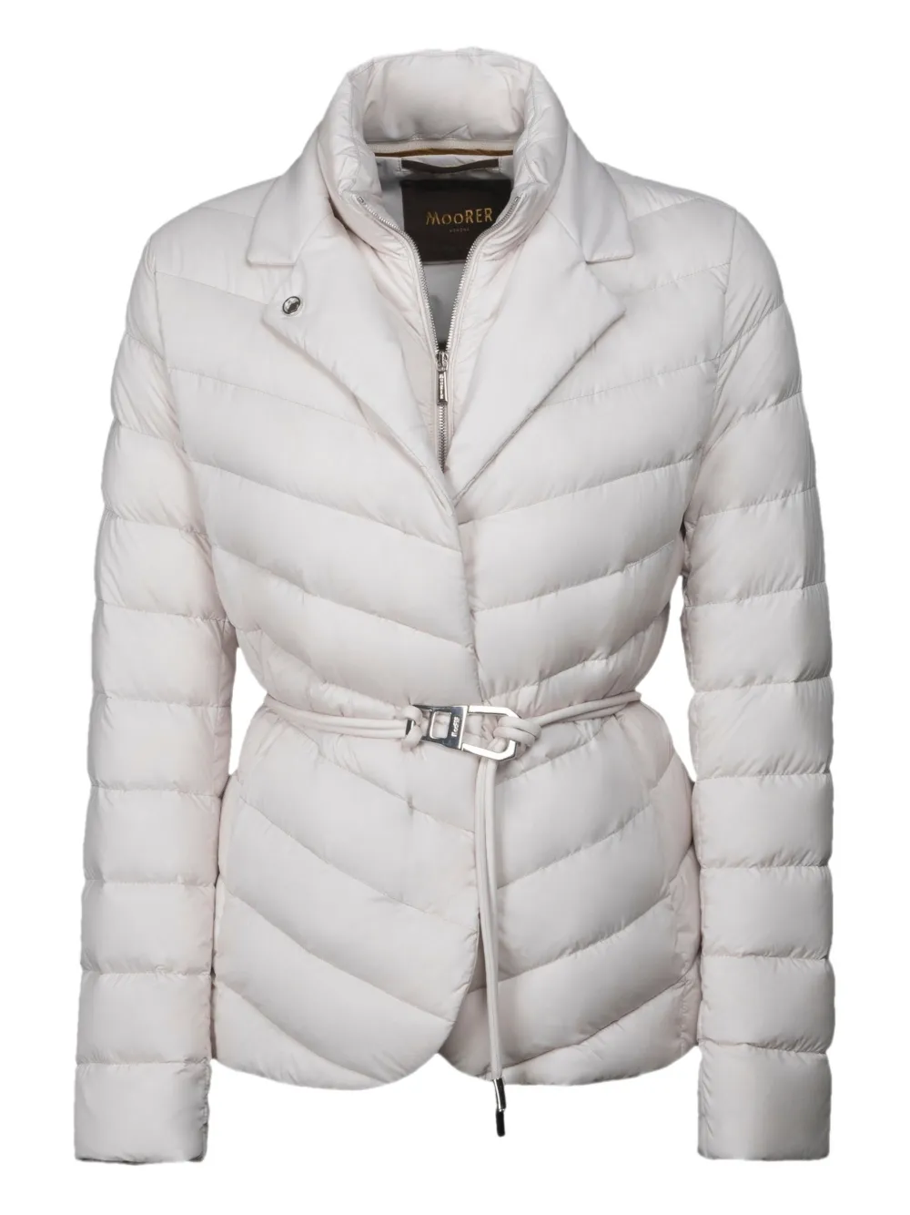 Moorer Quilted Belted Jacket In White