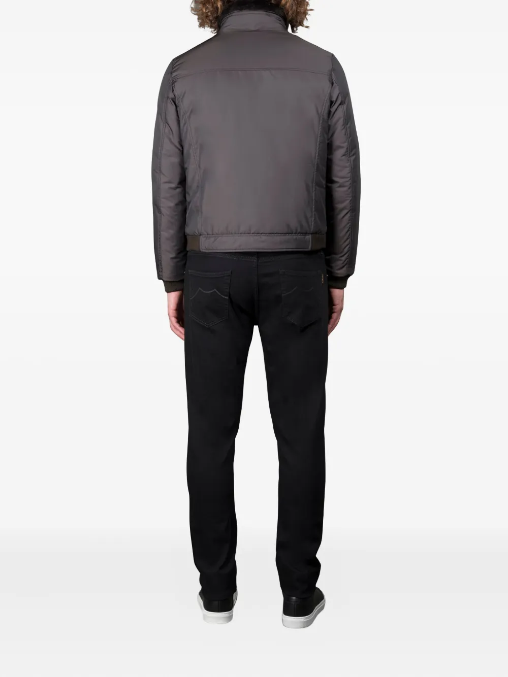 Moorer Zip-front Bomber Jacket In Gray