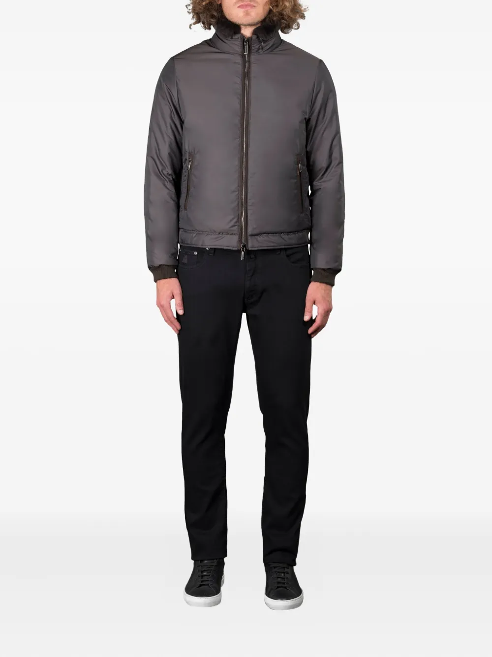 Moorer Zip-front Bomber Jacket In Gray
