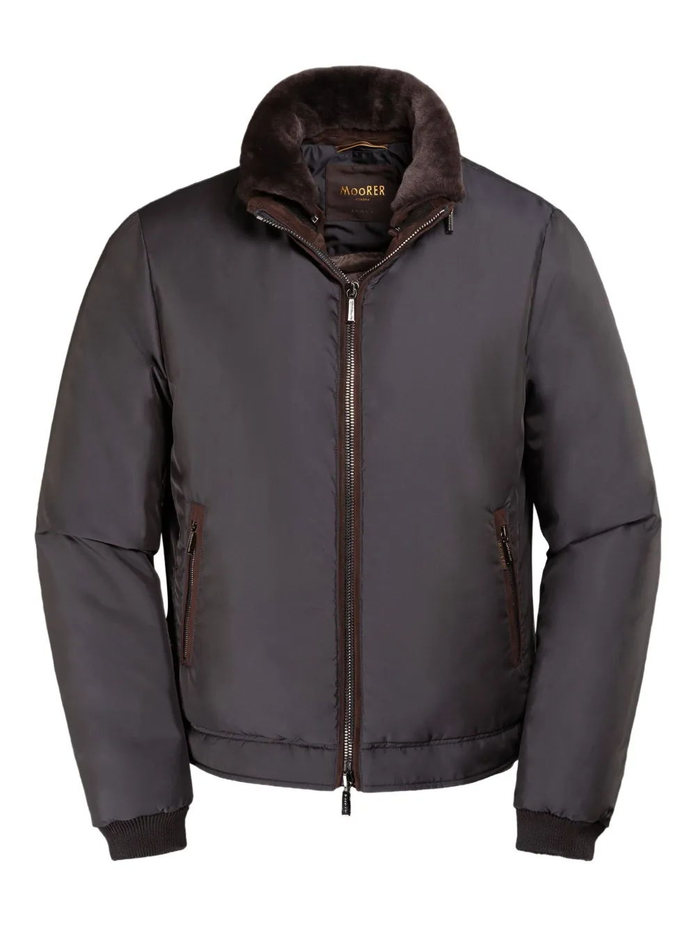 Moorer Zip-front Bomber Jacket In Gray