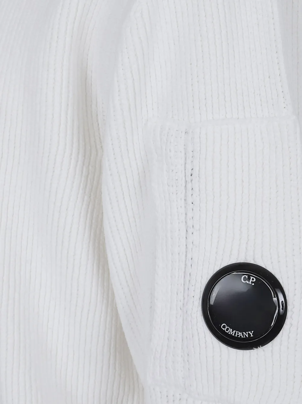 C.P. Company Geribbelde trui met Lens-detail Wit