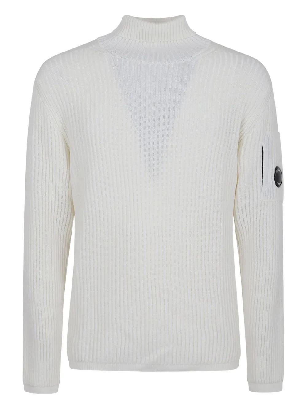 C.p. Company Lens-detail Ribbed-knit Sweater In White