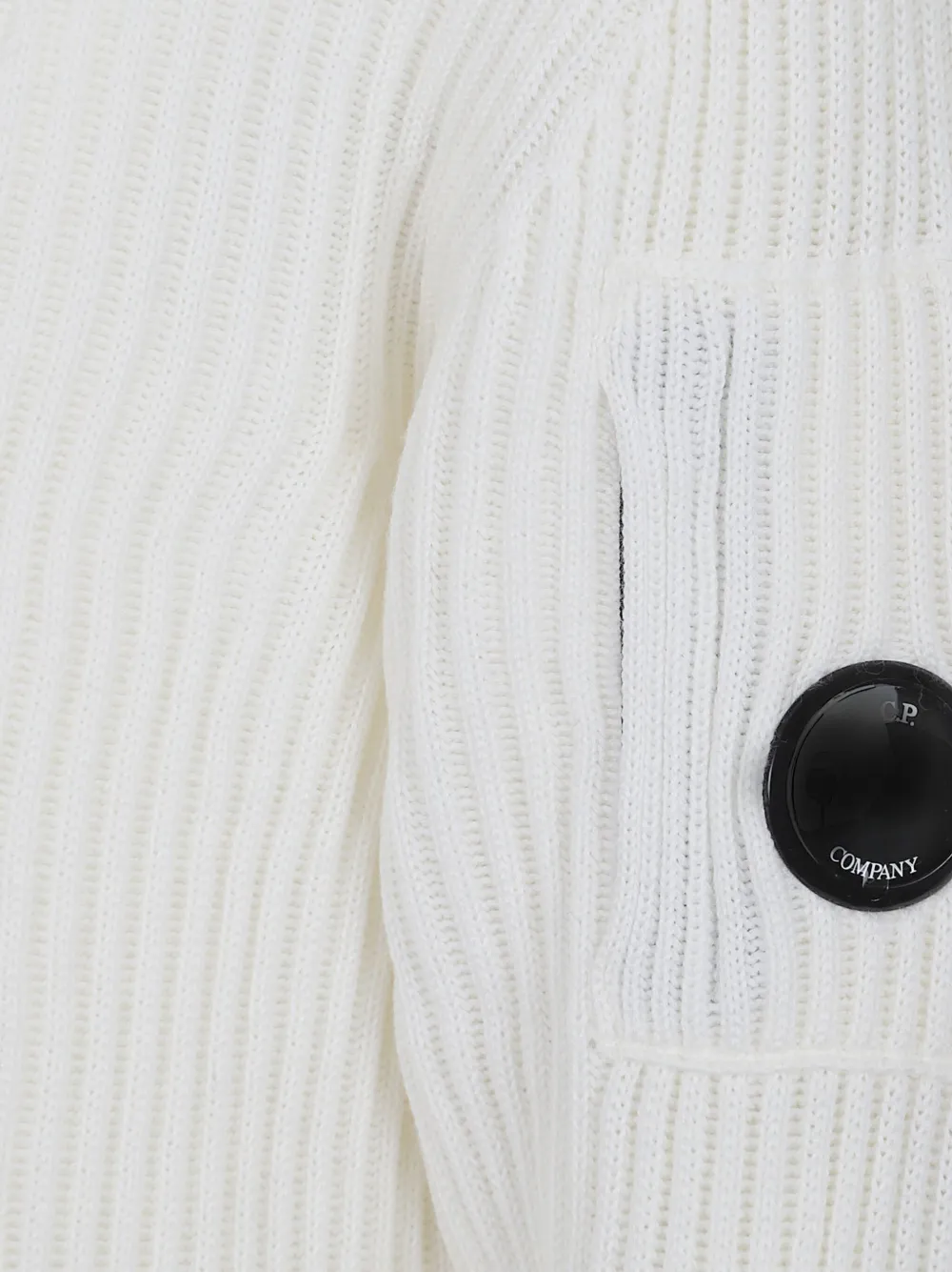 C.P. Company Ribgebreide trui met Lens-detail Wit