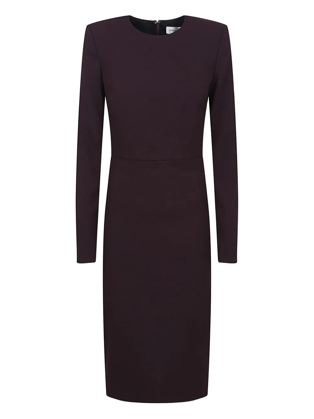 Victoria Beckham Fitted Long Sleeve Dress With Slit Back In Brown