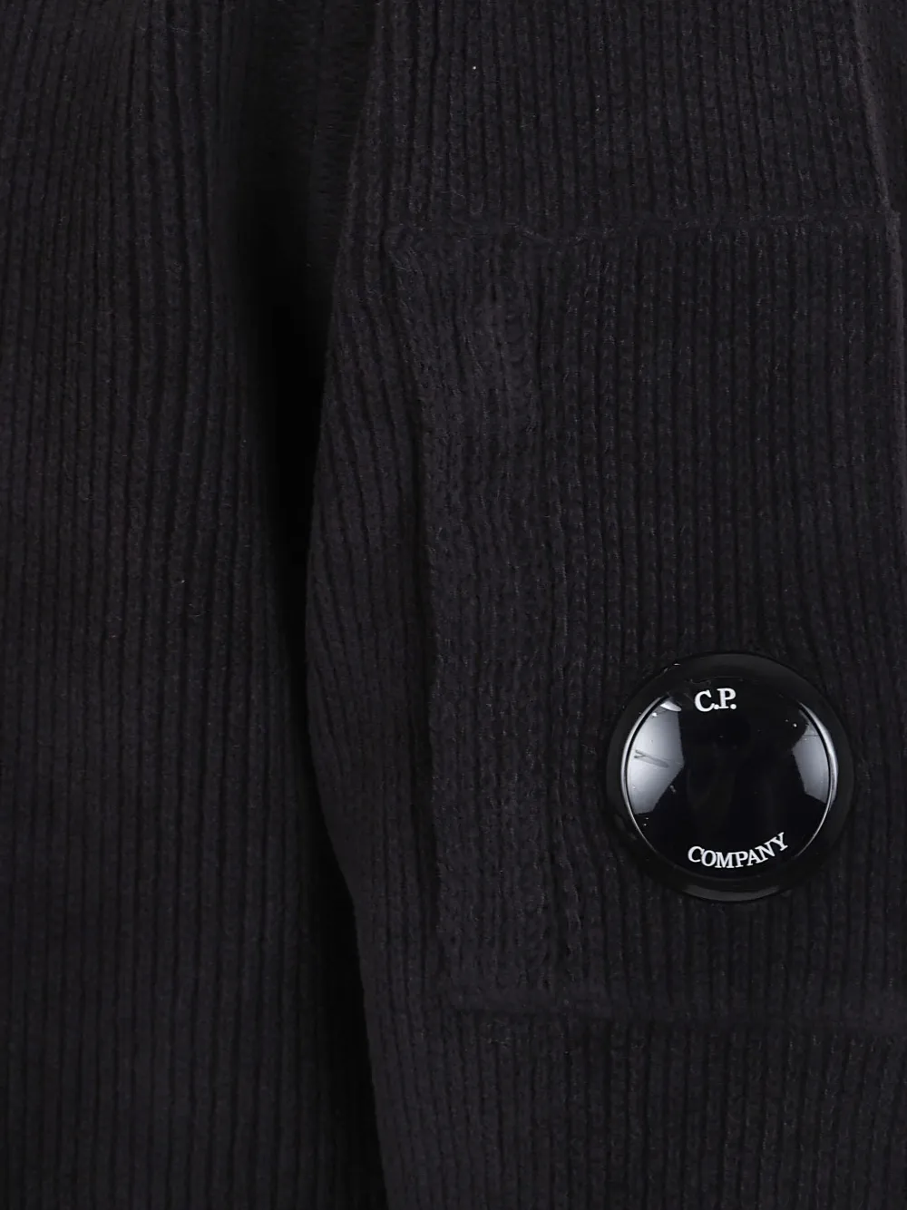 C.p. Company Chenille Cotton Crew Neck Sweater In Black