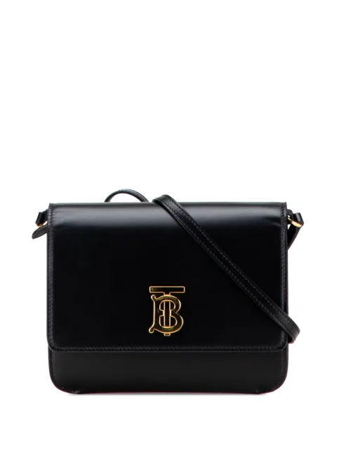 Burberry Pre-Owned شنطة كروس جلد مسطحة بمونوغرام TB صغيرة 2018-2025
