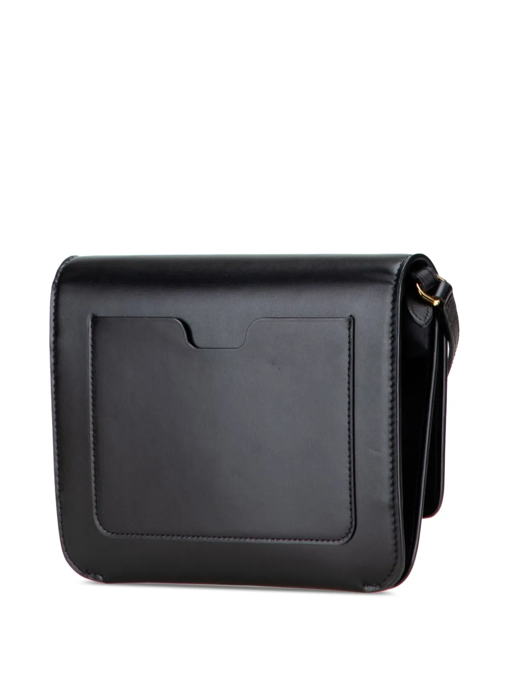 Pre-owned Burberry 2018-2025 Mini Leather Tb Monogram Flat Crossbody Bag In Black