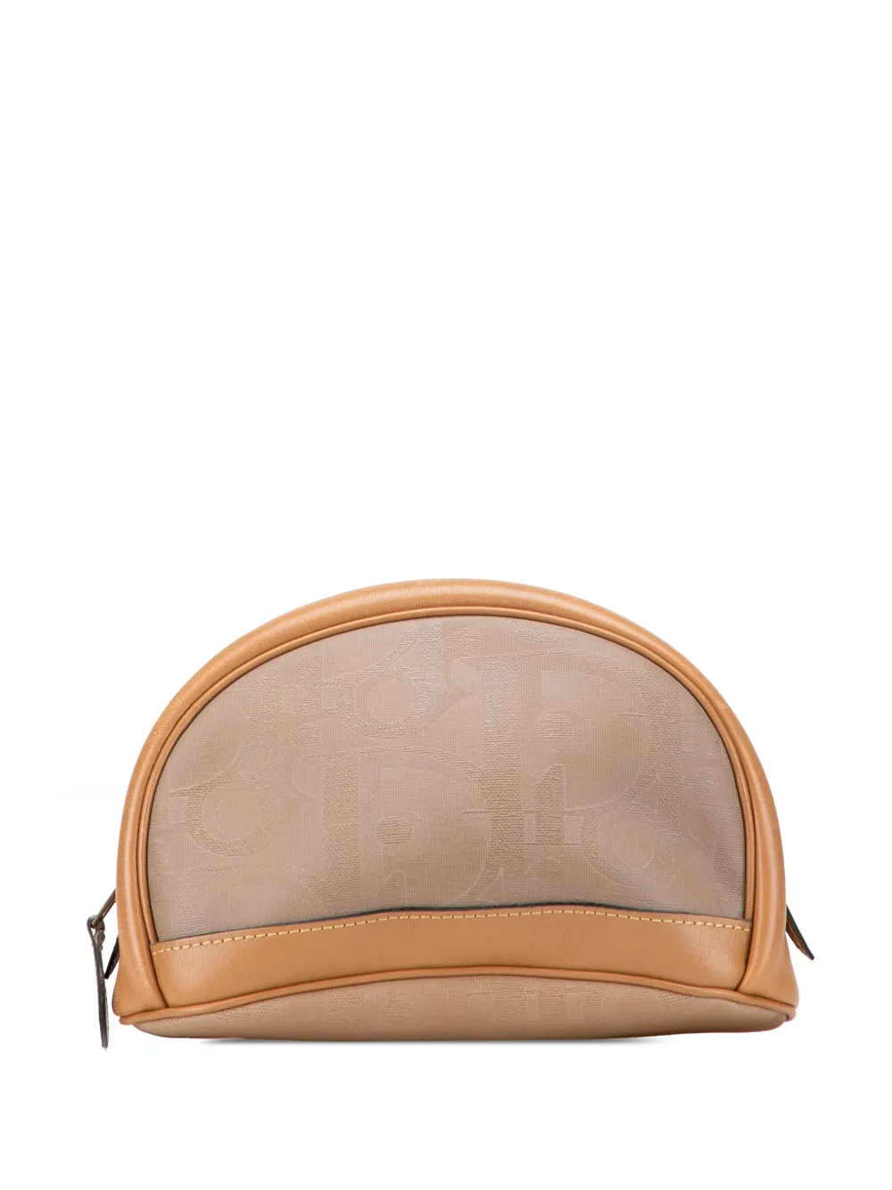 Pre-owned Dior 20th Century Coated Canvas And Leather Cosmetic Pouch In Brown