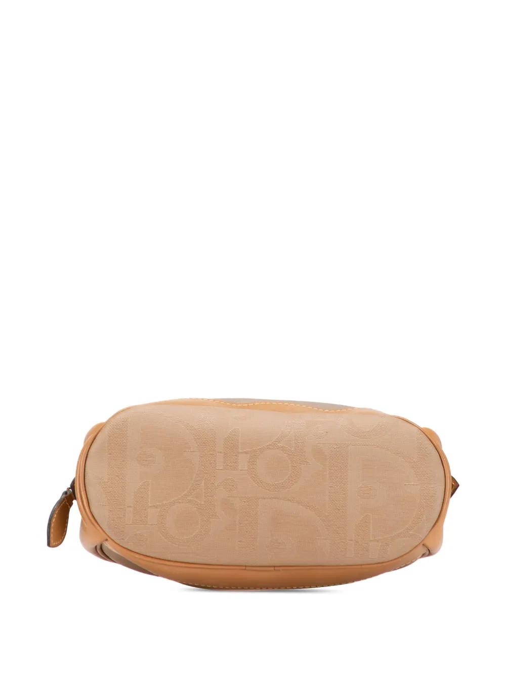 Pre-owned Dior 20th Century Coated Canvas And Leather Cosmetic Pouch In Brown