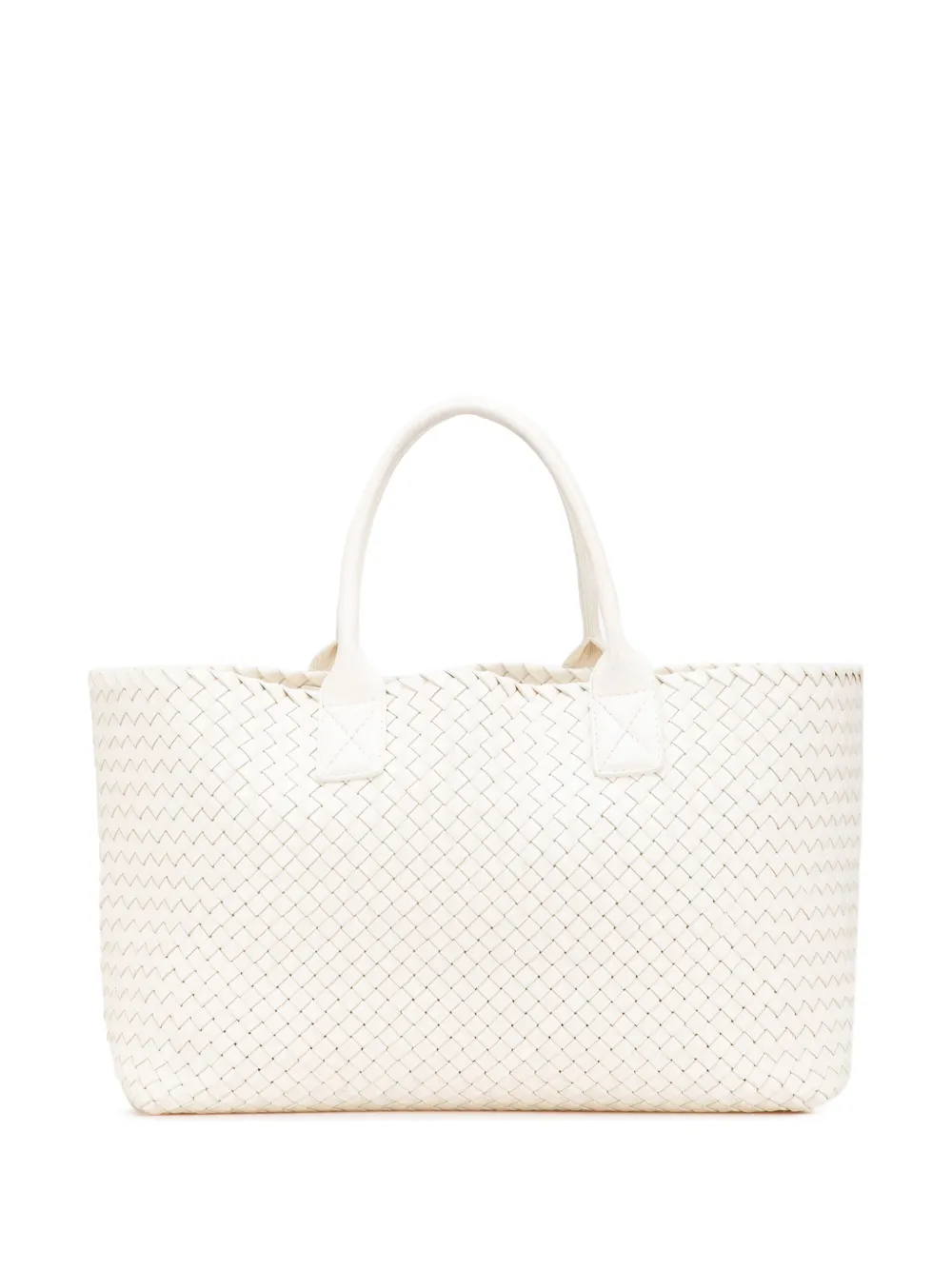 Bottega Veneta Pre-Owned 2012-2025 Medium Lambskin Intreccio Cabat tote bag | White | Image 1