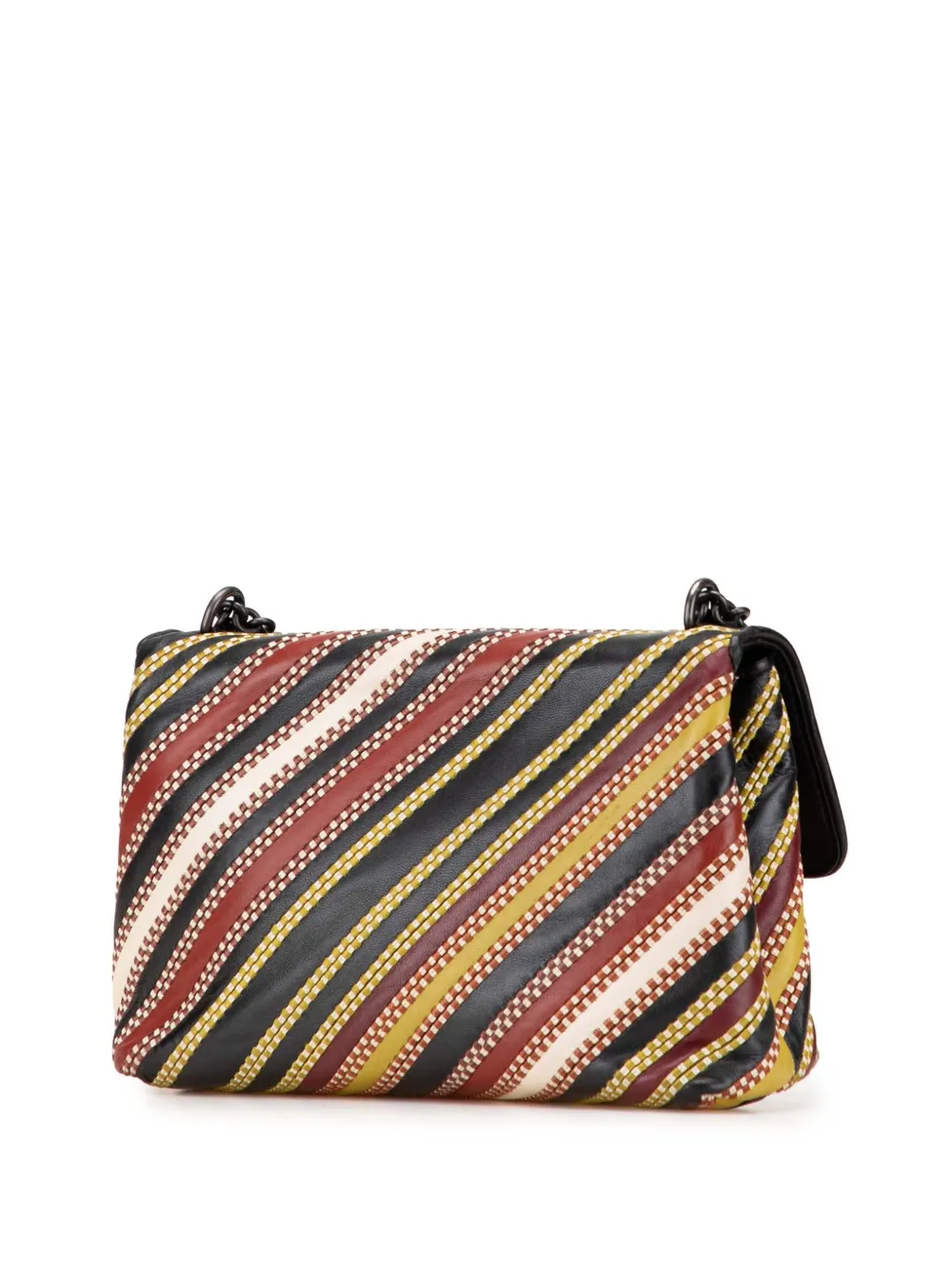 Pre-owned Bottega Veneta 2012-2025 Small Leather Embroidered Stripe Olimpia Shoulder Bag In Red