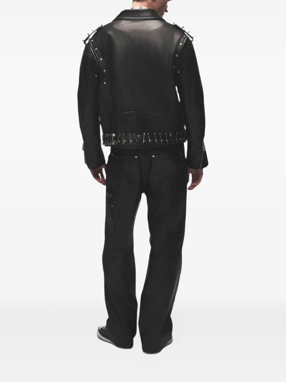 BIRTH OF ROYAL CHILD Leren bikerjack met speld detail Zwart