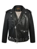 BIRTH OF ROYAL CHILD pin-detail leather biker jacket - Black