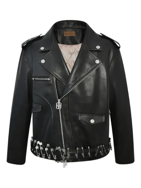 BIRTH OF ROYAL CHILD pin-detail leather biker jacket