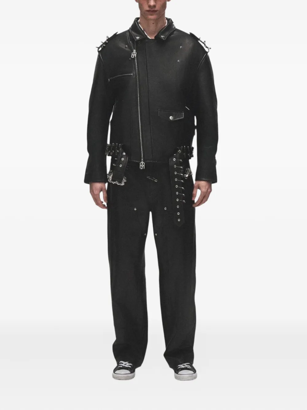 BIRTH OF ROYAL CHILD pin-detail leather biker jacket | Biker Jackets | Image 2