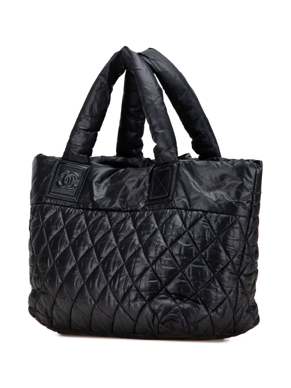 Pre-owned Chanel 2010-2011 Small Quilted Nylon Coco Cocoon Tote Bag In Black