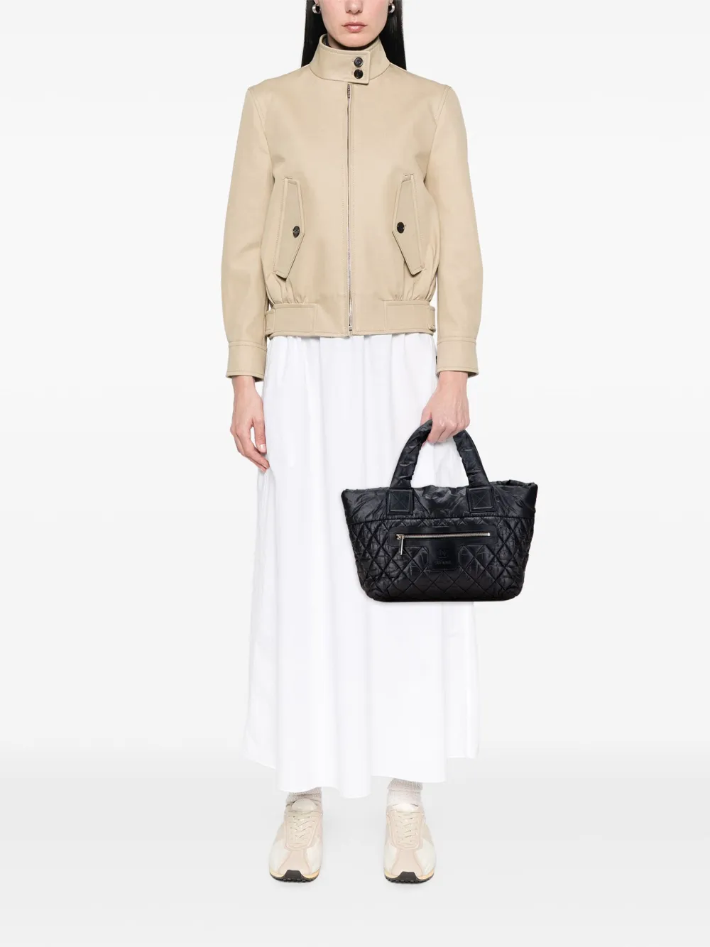 Pre-owned Chanel 2010-2011 Small Quilted Nylon Coco Cocoon Tote Bag In Black