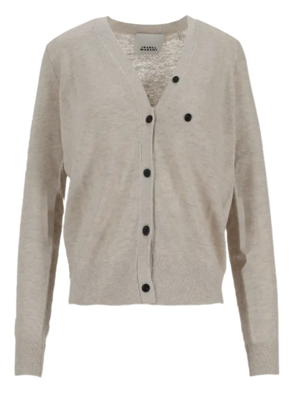 Isabel Marant Carline Buttoned Cardigan in Neutrals