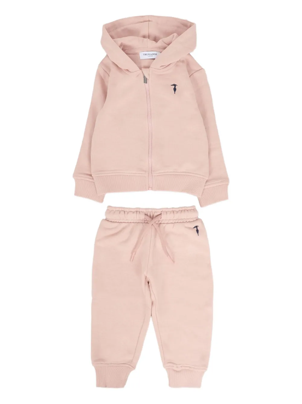 Trussardi Junior Hooded Zip-up Tracksuit In Pink