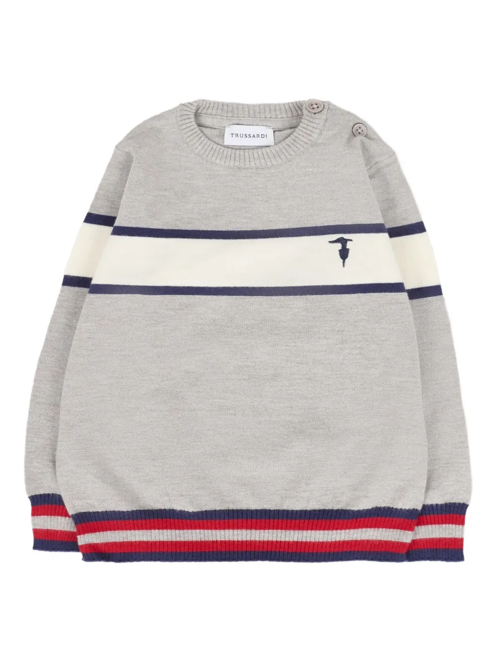 TRUSSARDI JUNIOR stripe-embellished crew-neck sweater | Grey | Image 1