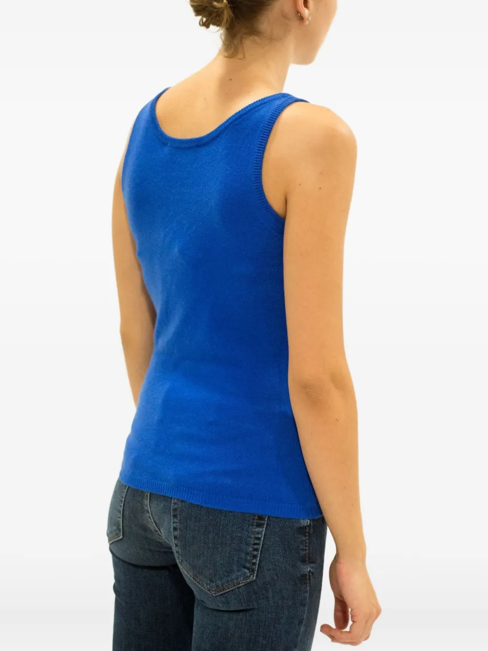 La Rose Scoop-neck Knitted Tank Top In Blue