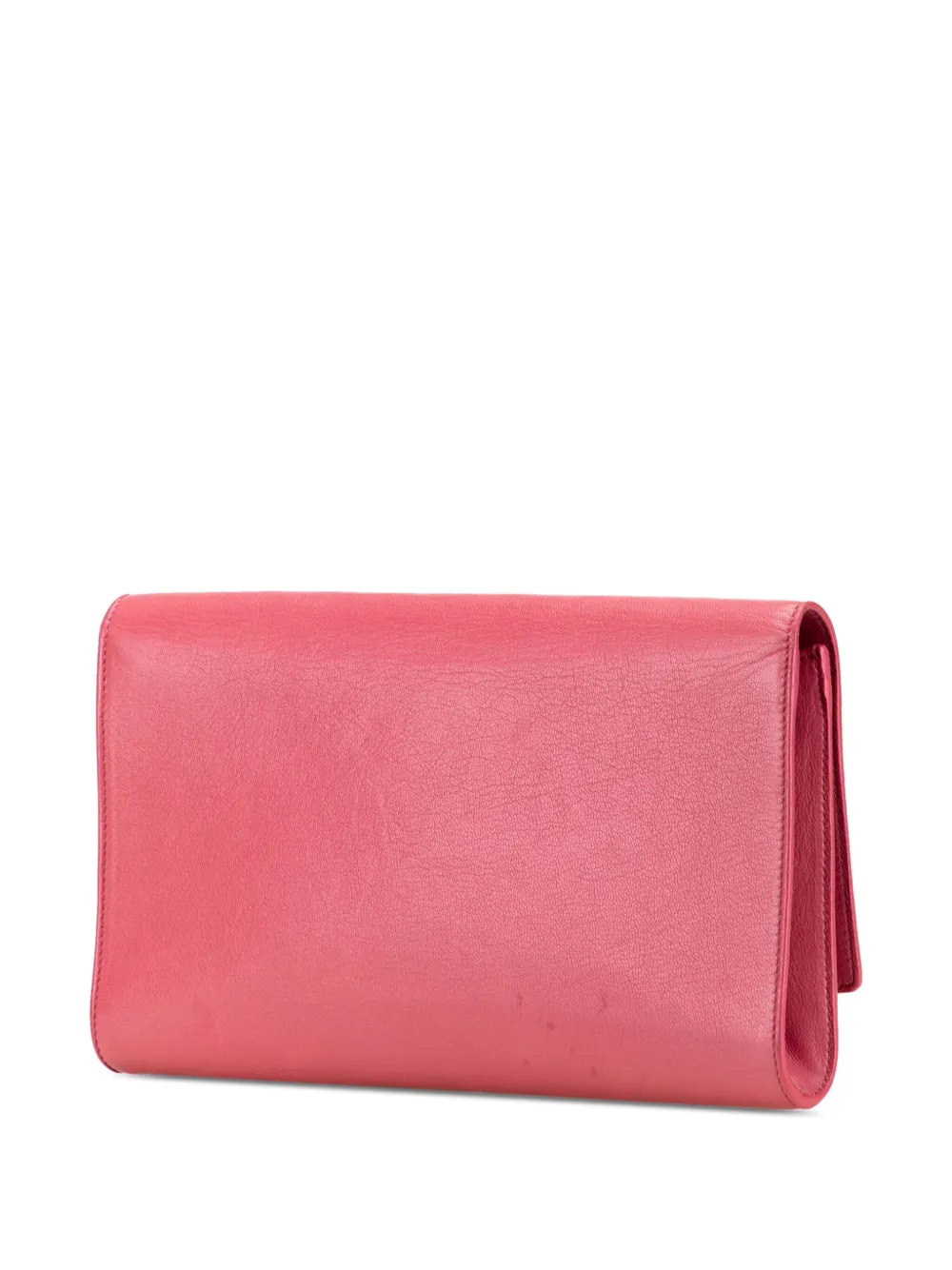 Pre-owned Saint Laurent 2000-2012 Large Leather Belle De Jour Clutch Bag In Pink