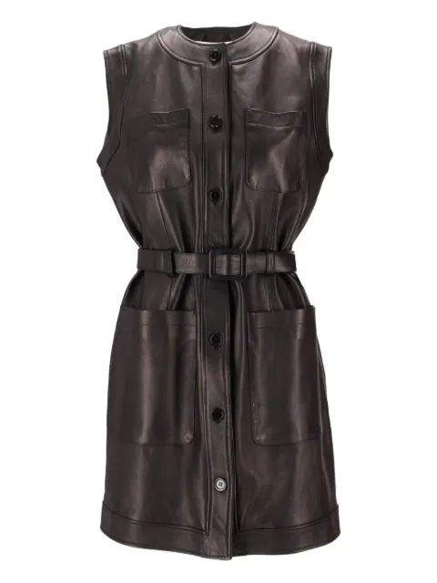LA ROSE buttoned belted leather dress