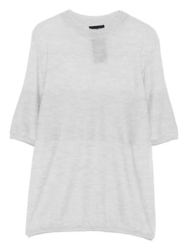 Giorgio Armani Short-sleeve Knitted Top in Grey